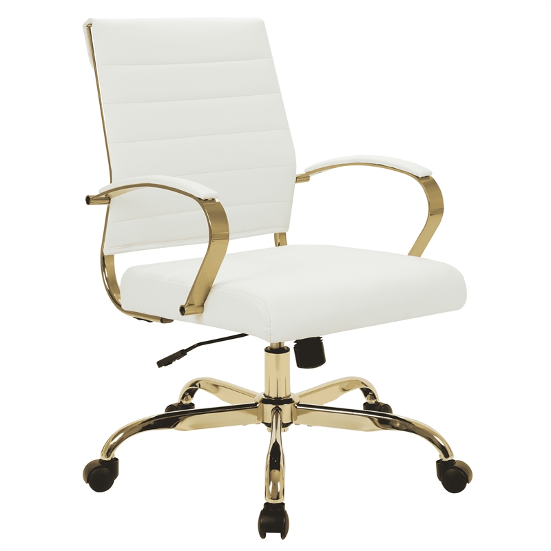 LeisureMod Benmar Modern Adjustable Leather Office Chair in White