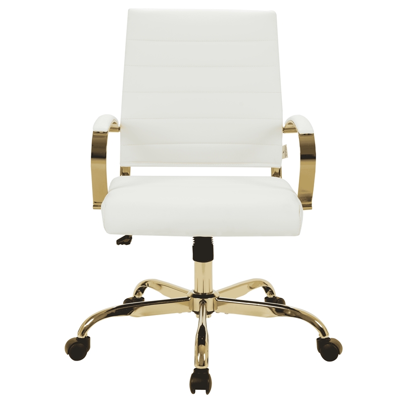 LeisureMod Benmar Modern Adjustable Leather Office Chair in White