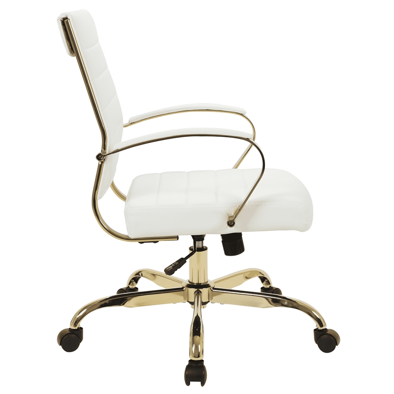 LeisureMod Benmar Modern Adjustable Leather Office Chair in White