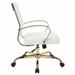 LeisureMod Benmar Modern Adjustable Leather Office Chair in White