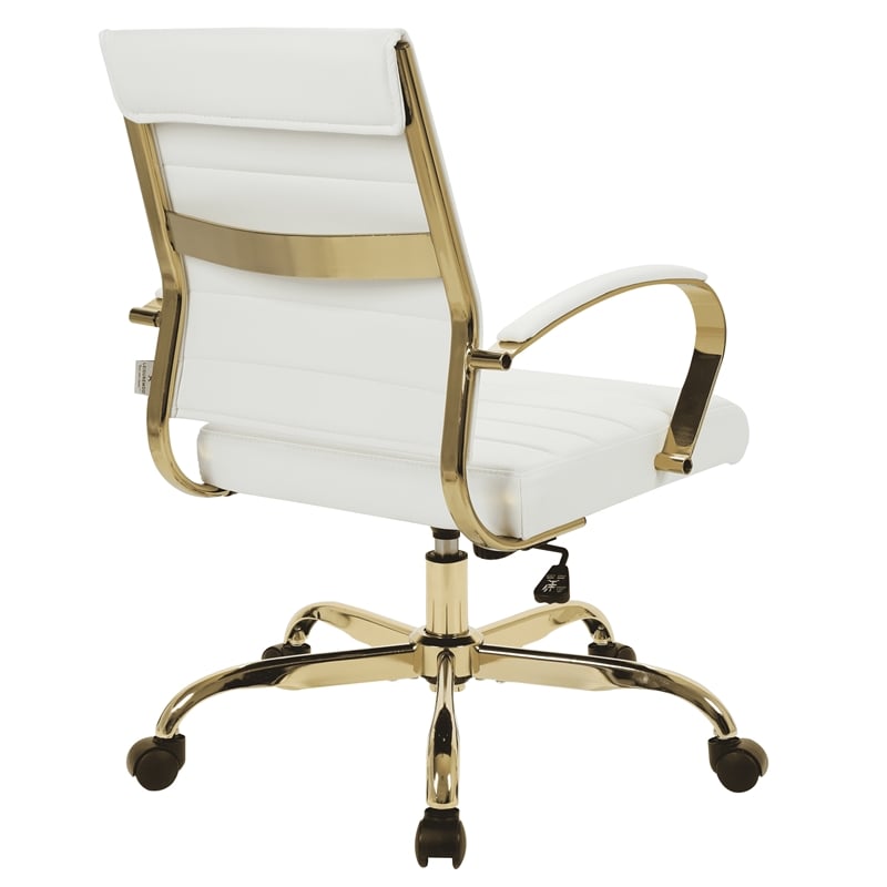 LeisureMod Benmar Modern Adjustable Leather Office Chair in White