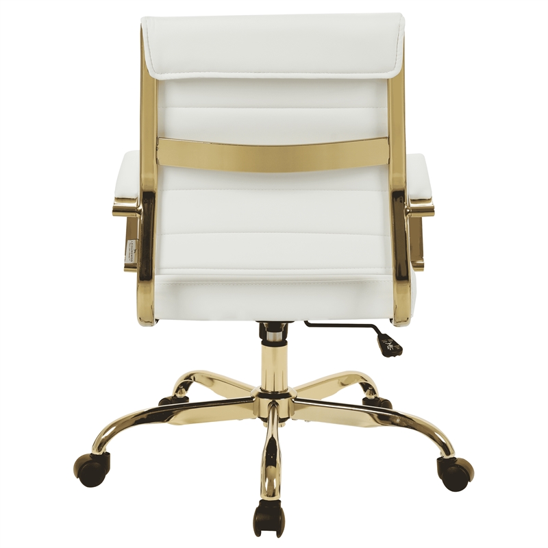 LeisureMod Benmar Modern Adjustable Leather Office Chair in White