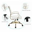 LeisureMod Benmar Modern Adjustable Leather Office Chair in White