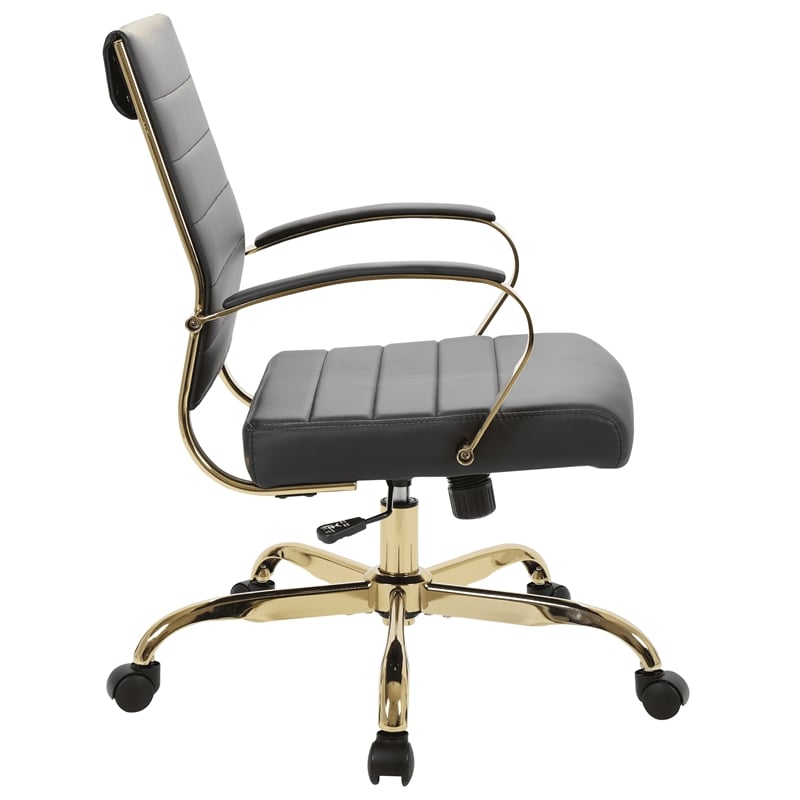LeisureMod Benmar Modern Adjustable Leather Office Chair in Black