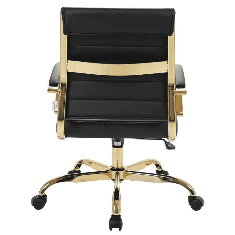 LeisureMod Benmar Modern Adjustable Leather Office Chair in Black