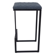 LeisureMod Quincy Quilted Stitched Leather Bar Stools Set of 2 in Peacock Blue