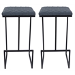LeisureMod Quincy Quilted Stitched Leather Bar Stools Set of 2 in Peacock Blue