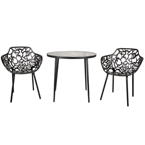 leisuremod devon modern outdoor aluminum bistro set 1 table & 2 chairs