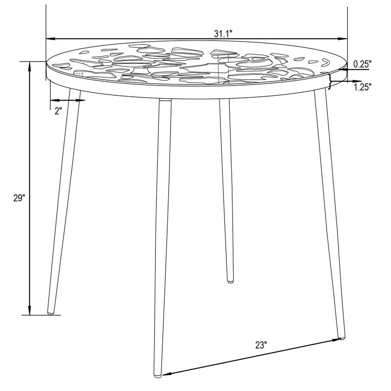 LeisureMod Devon Modern Outdoor Aluminum Bistro Set 1 Table & 2 Chairs