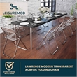 LeisureMod Lawrence Acrylic Folding Chair With Metal Frame in Amber (Set of 2)