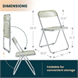 LeisureMod Lawrence Acrylic Folding Chair With Metal Frame in Amber (Set of 2)
