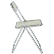 LeisureMod Lawrence Acrylic Folding Chair With Metal Frame in Amber (Set of 2)