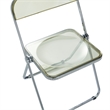 LeisureMod Lawrence Acrylic Folding Chair With Metal Frame in Amber (Set of 2)
