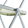 LeisureMod Lawrence Acrylic Folding Chair With Metal Frame in Amber (Set of 2)