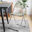 LeisureMod Lawrence Acrylic Folding Chair With Metal Frame in Amber (Set of 4)
