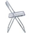 LeisureMod Lawrence Acrylic Folding Chair With Metal Frame in Clear