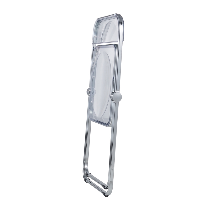 LeisureMod Lawrence Acrylic Folding Chair With Metal Frame Set of 2 in Clear