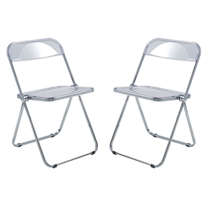 leisuremod lawrence acrylic folding chair metal frame set of 2