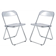 LeisureMod Lawrence Acrylic Folding Chair With Metal Frame Set of 2 in Clear