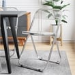 LeisureMod Lawrence Acrylic Folding Chair With Metal Frame Set of 4 in Clear