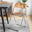 LeisureMod Lawrence Acrylic Folding Chair With Metal Frame Set of 2 in Tangerine