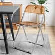 LeisureMod Lawrence Acrylic Folding Chair With Metal Frame Set of 4 in Tangerine