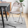 LeisureMod Lawrence Acrylic Folding Chair With Metal Frame Set of 4 in Rose Pink