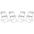 LeisureMod Lawrence Acrylic Folding Chair With Metal Frame Set of 4 in Rose Pink