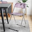 LeisureMod Lawrence Acrylic Folding Chair With Metal Frame in Magenta