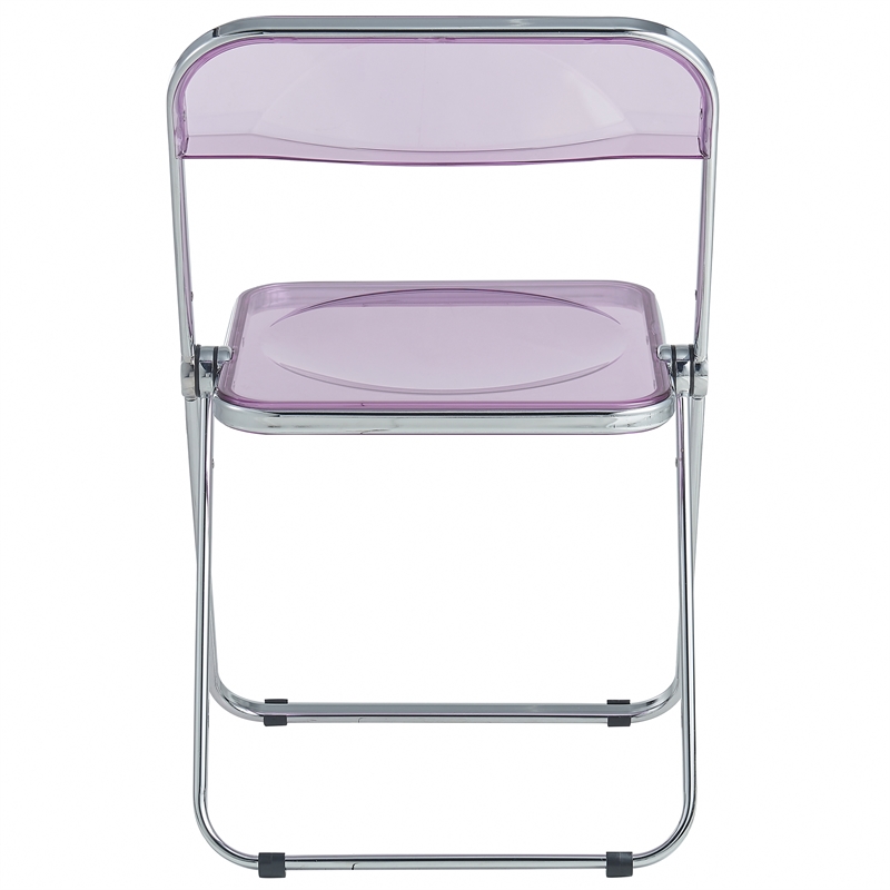 LeisureMod Lawrence Acrylic Folding Chair With Metal Frame in Magenta