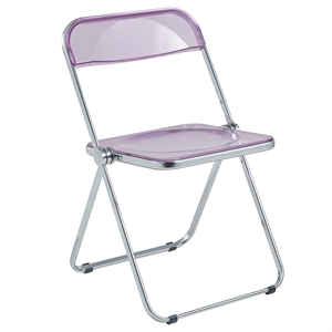 LeisureMod Lawrence Acrylic Folding Chair With Metal Frame in Magenta