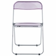 LeisureMod Lawrence Acrylic Folding Chair With Metal Frame Set of 4 in Magenta