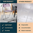 LeisureMod Lawrence Acrylic Folding Chair With Metal Frame Set of 4 in Magenta