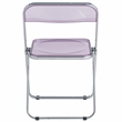 LeisureMod Lawrence Acrylic Folding Chair With Metal Frame Set of 4 in Magenta