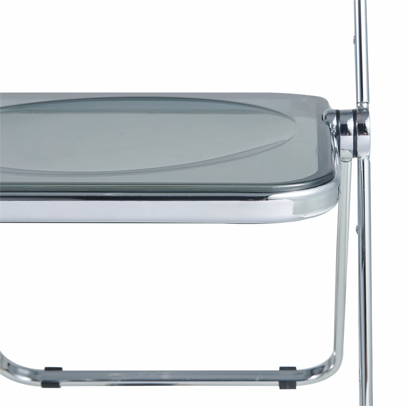 LeisureMod Lawrence Acrylic Folding Chair With Metal Frame in Black