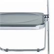 LeisureMod Lawrence Acrylic Folding Chair With Metal Frame in Black