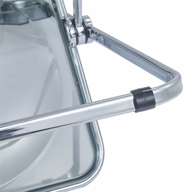 LeisureMod Lawrence Acrylic Folding Chair With Metal Frame Set of 2 in Black