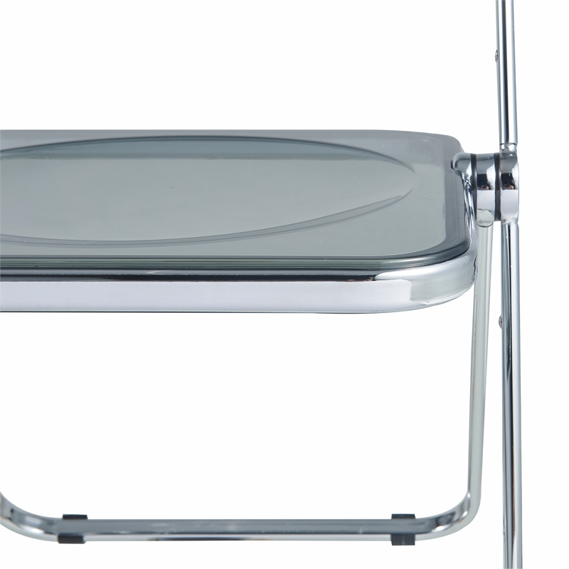 LeisureMod Lawrence Acrylic Folding Chair With Metal Frame Set of 2 in Black