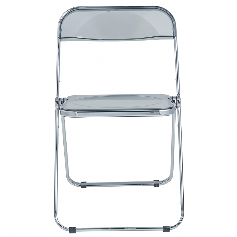 LeisureMod Lawrence Acrylic Folding Chair With Metal Frame Set of 2 in Black