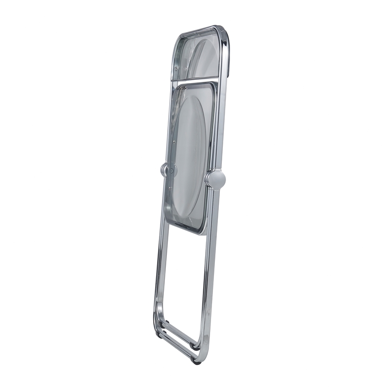 LeisureMod Lawrence Acrylic Folding Chair With Metal Frame Set of 2 in Black