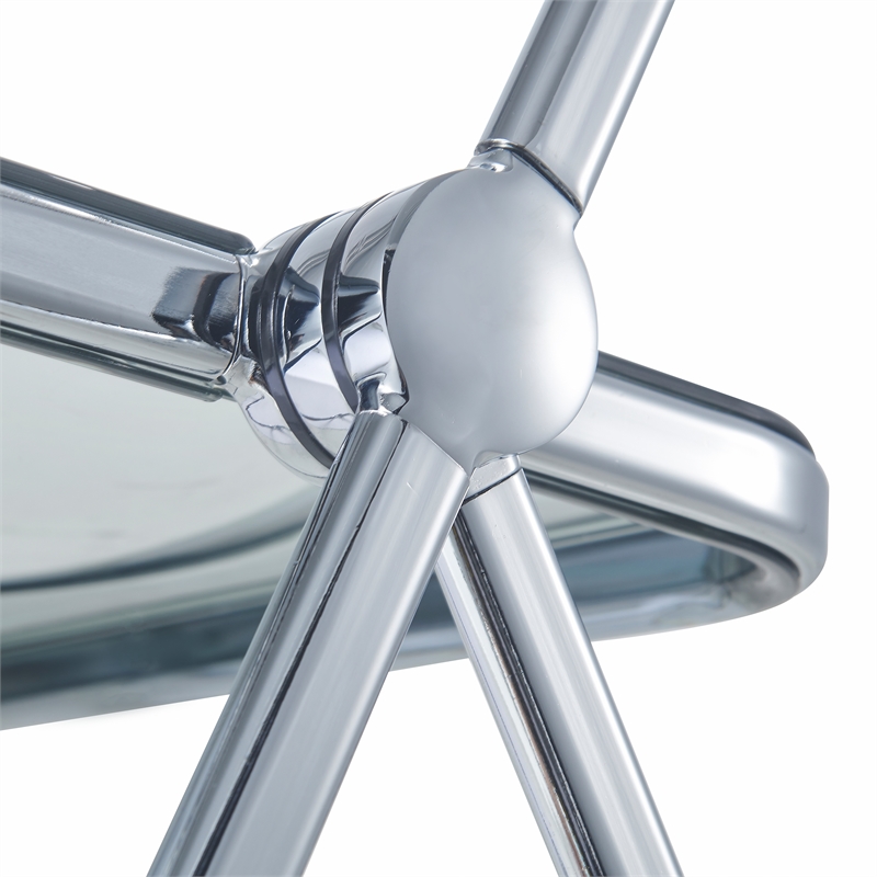 LeisureMod Lawrence Acrylic Folding Chair With Metal Frame Set of 4 in Black