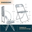 LeisureMod Lawrence Acrylic Folding Chair With Metal Frame Set of 4 in Black