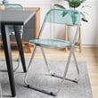 LeisureMod Lawrence Acrylic Folding Chair W/ Metal Frame Set of 2 in Jade Green