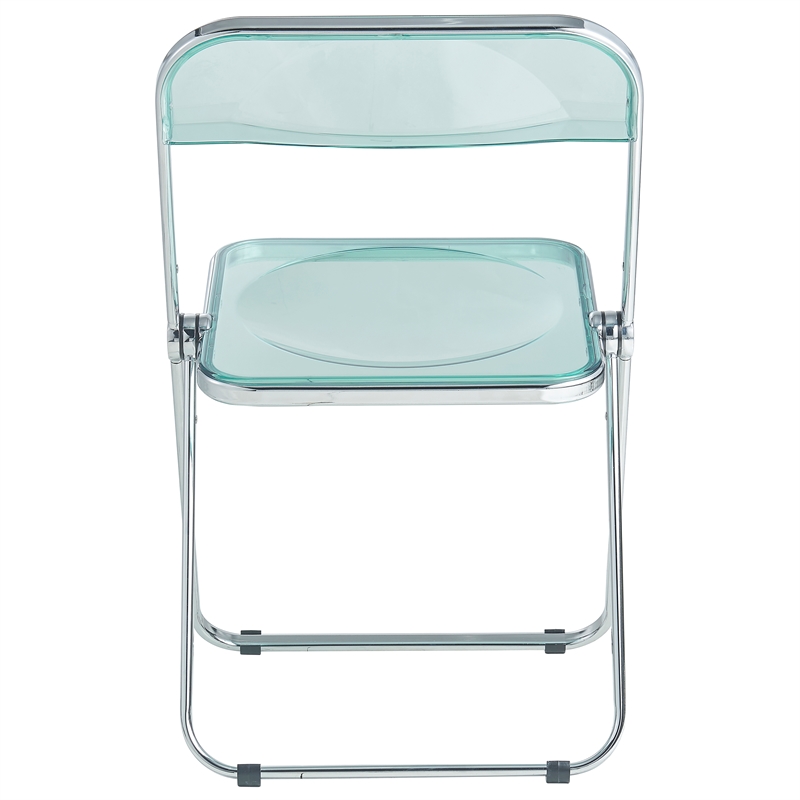 LeisureMod Lawrence Acrylic Folding Chair W/ Metal Frame Set of 2 in Jade Green