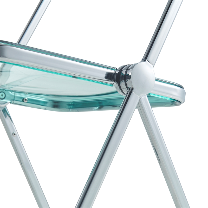 LeisureMod Lawrence Acrylic Folding Chair W/ Metal Frame Set of 2 in Jade Green