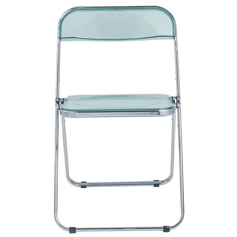 LeisureMod Lawrence Acrylic Folding Chair W/ Metal Frame Set of 4 in Jade Green