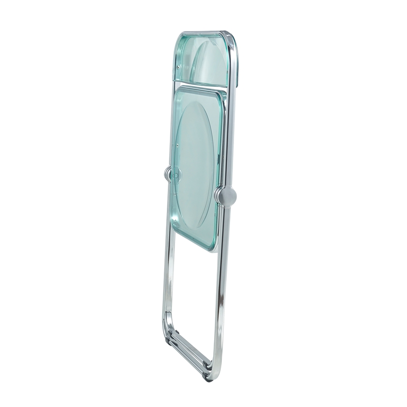 LeisureMod Lawrence Acrylic Folding Chair W/ Metal Frame Set of 4 in Jade Green