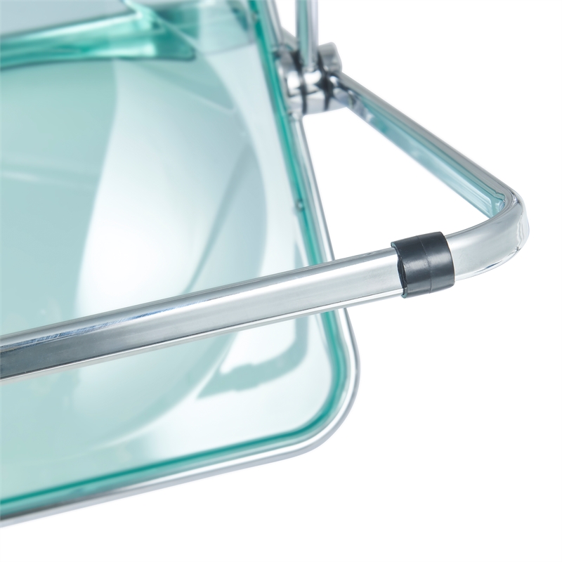 LeisureMod Lawrence Acrylic Folding Chair W/ Metal Frame Set of 4 in Jade Green