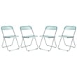LeisureMod Lawrence Acrylic Folding Chair W/ Metal Frame Set of 4 in Jade Green