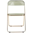 LeisureMod Lawrence Acrylic Folding Chair With Gold Metal Frame in Amber